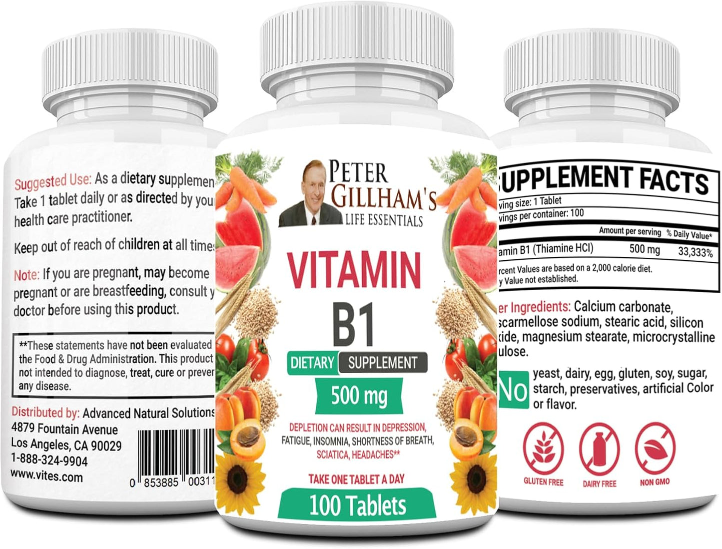 Peter's Choice B1 Tablets Dietary Supplement (B1 500mg, 100 Tablets) - görsel 1