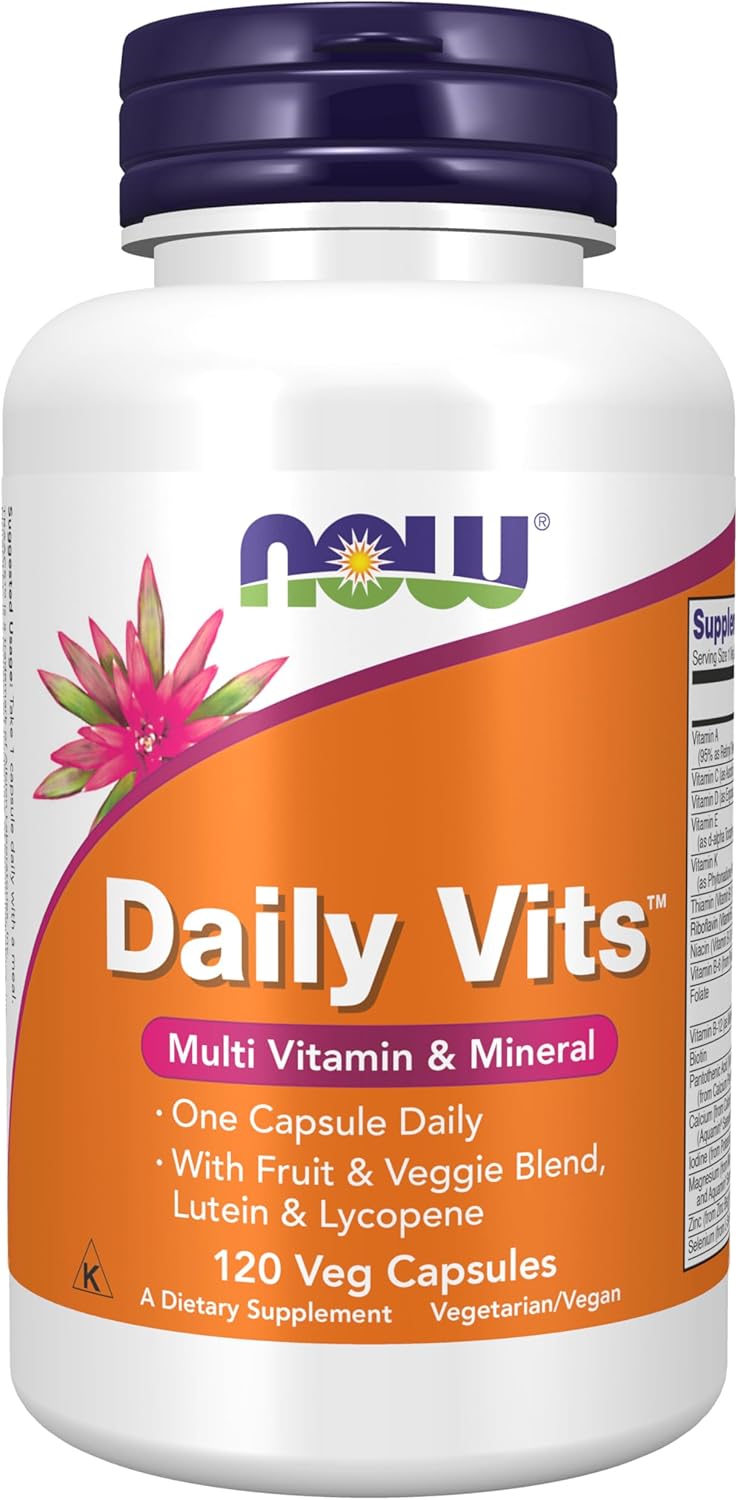 NOW Foods Daily Vits™ with Fruit & Vegetable Blend, Lutein and Lycopene, 30 Veg Capsules - görsel 9