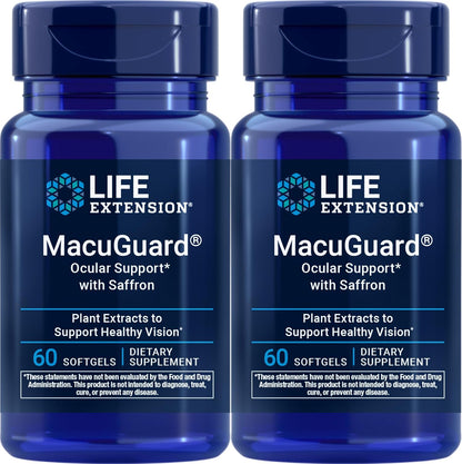 Life Extension MacuGuard Ocular Support with Saffron - 60 Softgels (2-Pack)