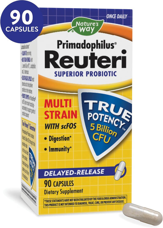Nature's Way Primadophilus Reuteri Probiotics, 5 Billion CFU, 90 Capsules – Image 1