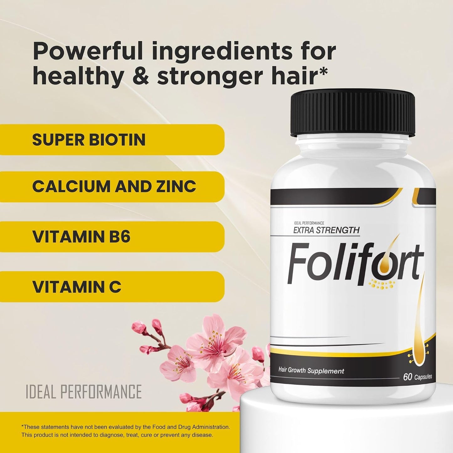 IDEAL PERFORMANCE Folifort Hair Growth Capsules – Extra Strength Vitamins (180 Capsules, 3 Pack) - görsel 3