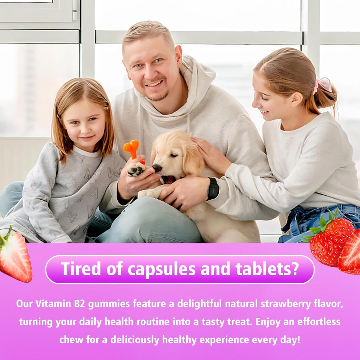Vitamin B2 Gummies - Riboflavin 400 mg with Magnesium & CoQ10 - Strawberry Flavour, 60 Gummies – Image 7