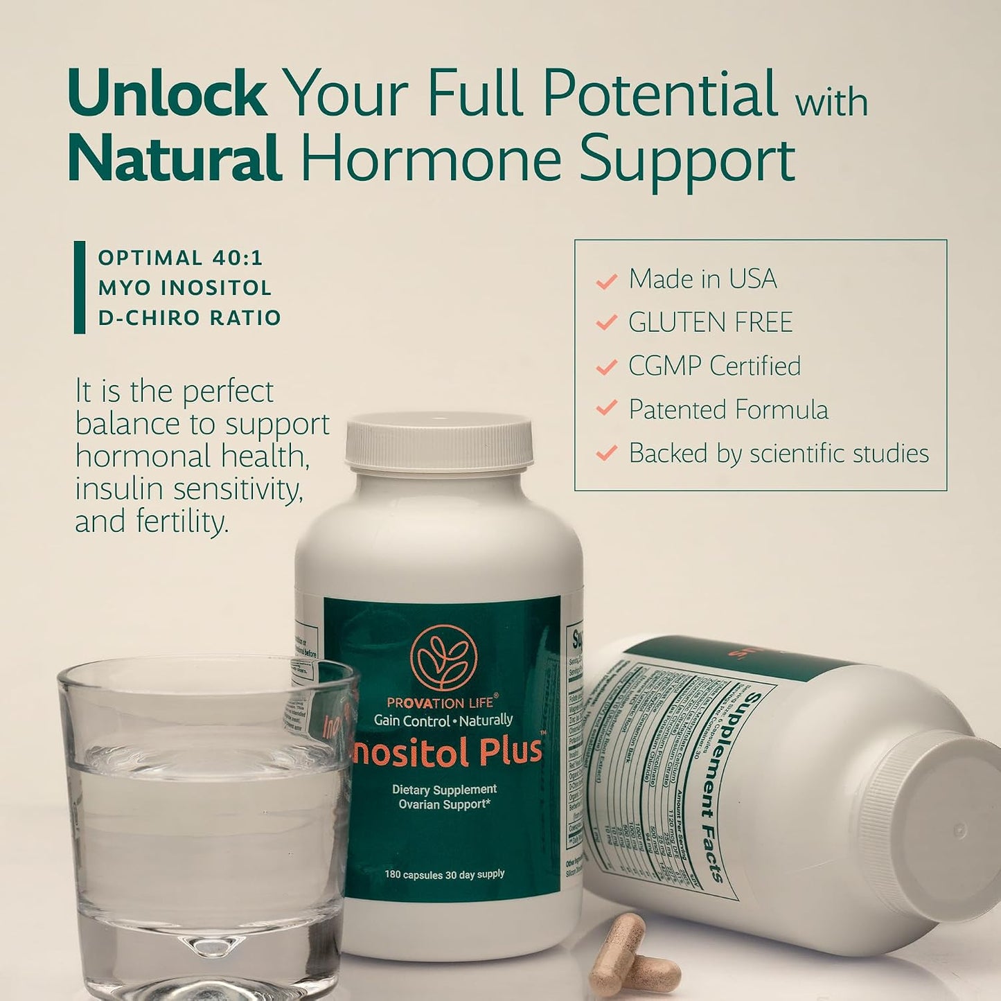 Inositol Plus Supplement for Women's | Ovarian Health, Hormone Balance, Fertility, Ovulation | 40:1 Myo-Inositol D-Chiro & 12 Ingredients | Developed by Medical Doctor | 120 Capsules - görsel 4