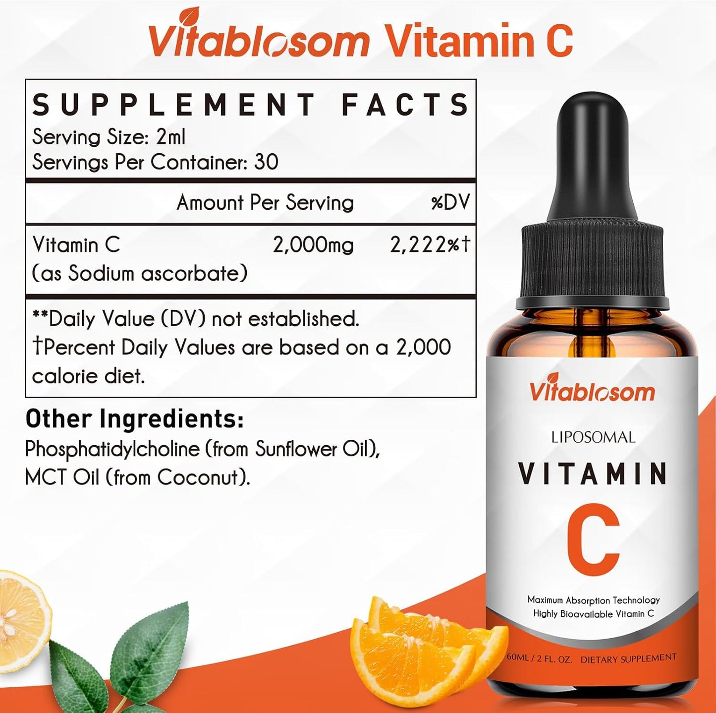 Vitablosom Liposomal Vitamin C 2000mg Liquid, 60ml (10 Bottles) - görsel 6