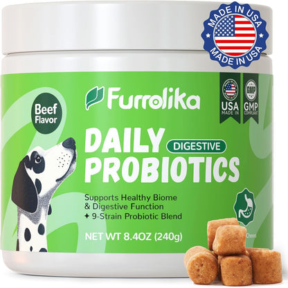 Furrolika 60 Count Probiotics Soft Chews – Beef Flavour Dog Probiotic – Image 1