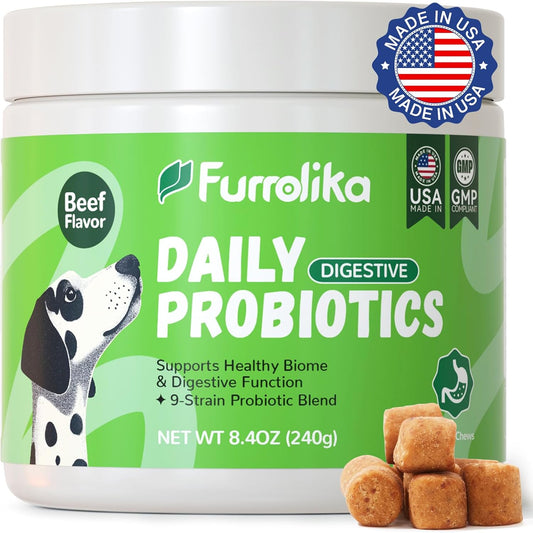 Furrolika 60 Count Probiotics Soft Chews – Beef Flavour Dog Probiotic – Image 1