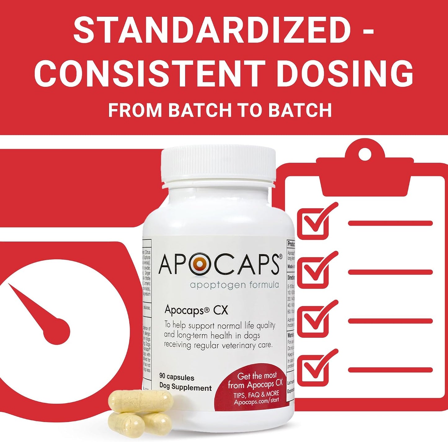 Apocaps CX Vet-Formulated Apoptogen Formula for Dogs - Milk Thistle, Turmeric, Apigenin & Luteolin - Supports Normal Apoptosis, Immune & Liver Function - Senior Dogs - 90 Capsules - görsel 7