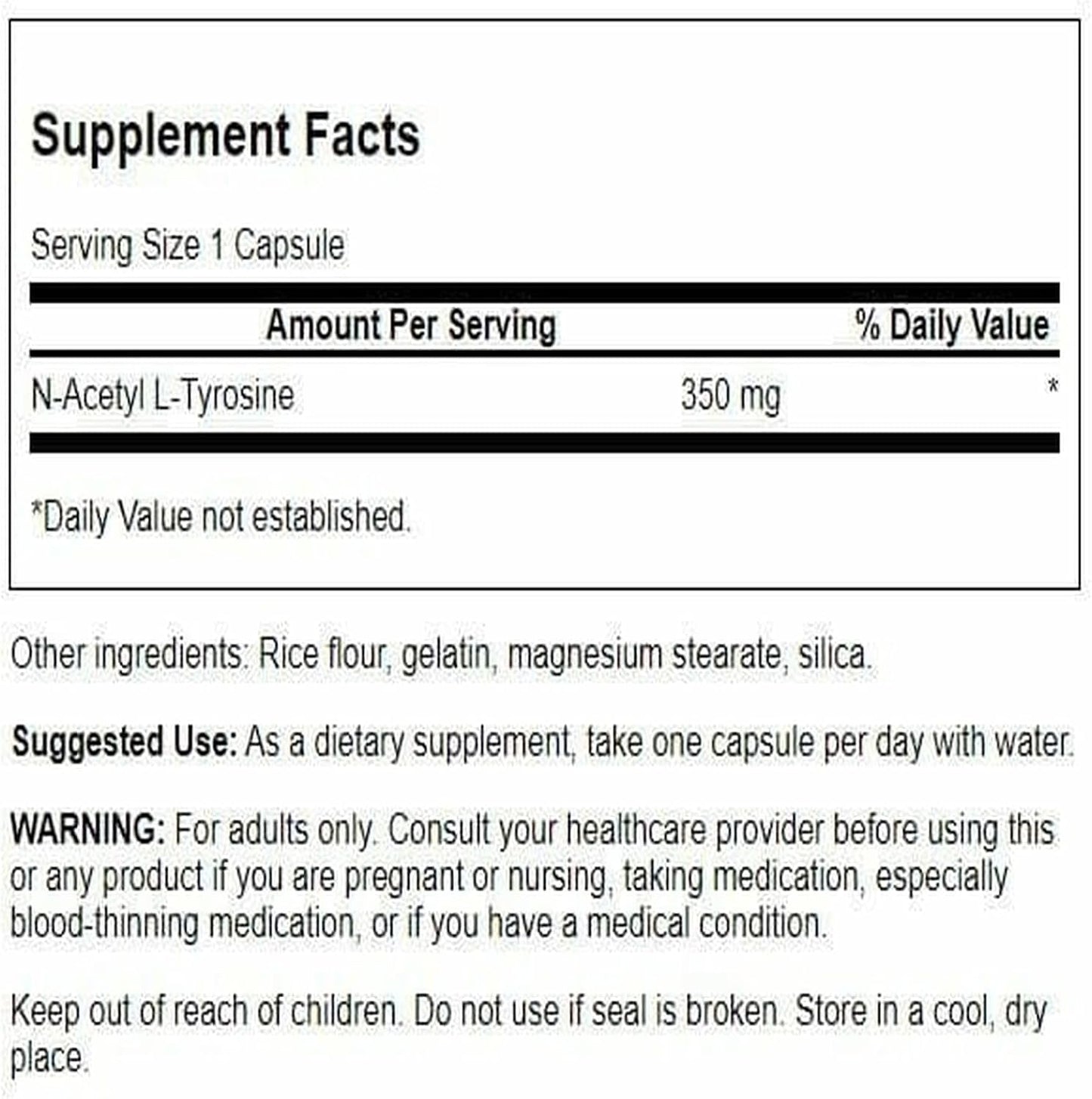 Swanson N-Acetyl L-Tyrosine 35mg, 60 Capsules – Amino Acid Supplement for Brain Health and Cognitive Support - görsel 2