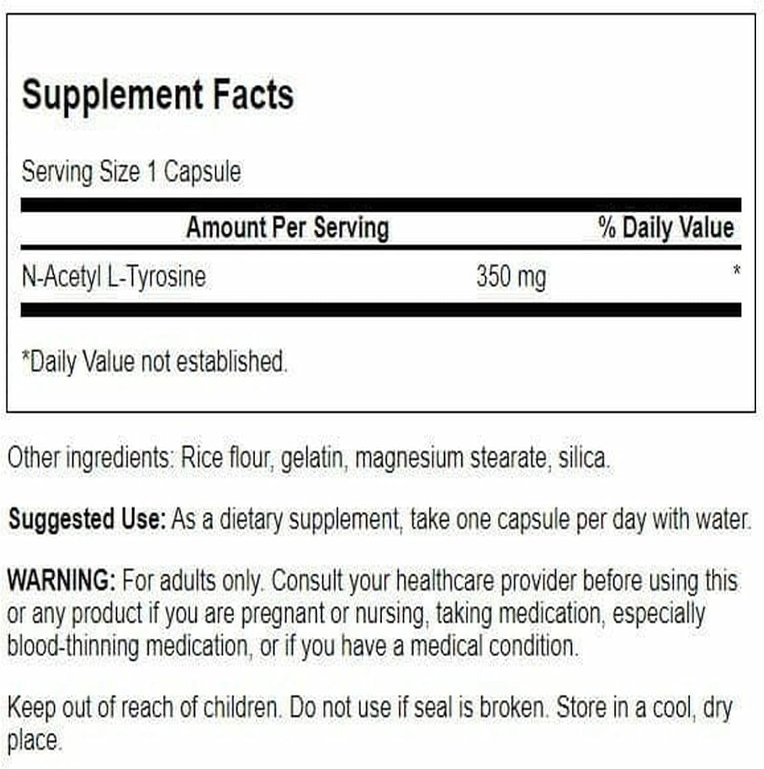 Swanson N-Acetyl L-Tyrosine 35mg, 60 Capsules – Amino Acid Supplement for Brain Health and Cognitive Support - görsel 2