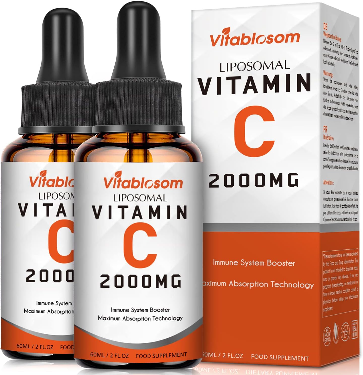 Vitablosom Liposomal Vitamin C 2000mg Liquid, 60ml (10 Bottles) - görsel 10