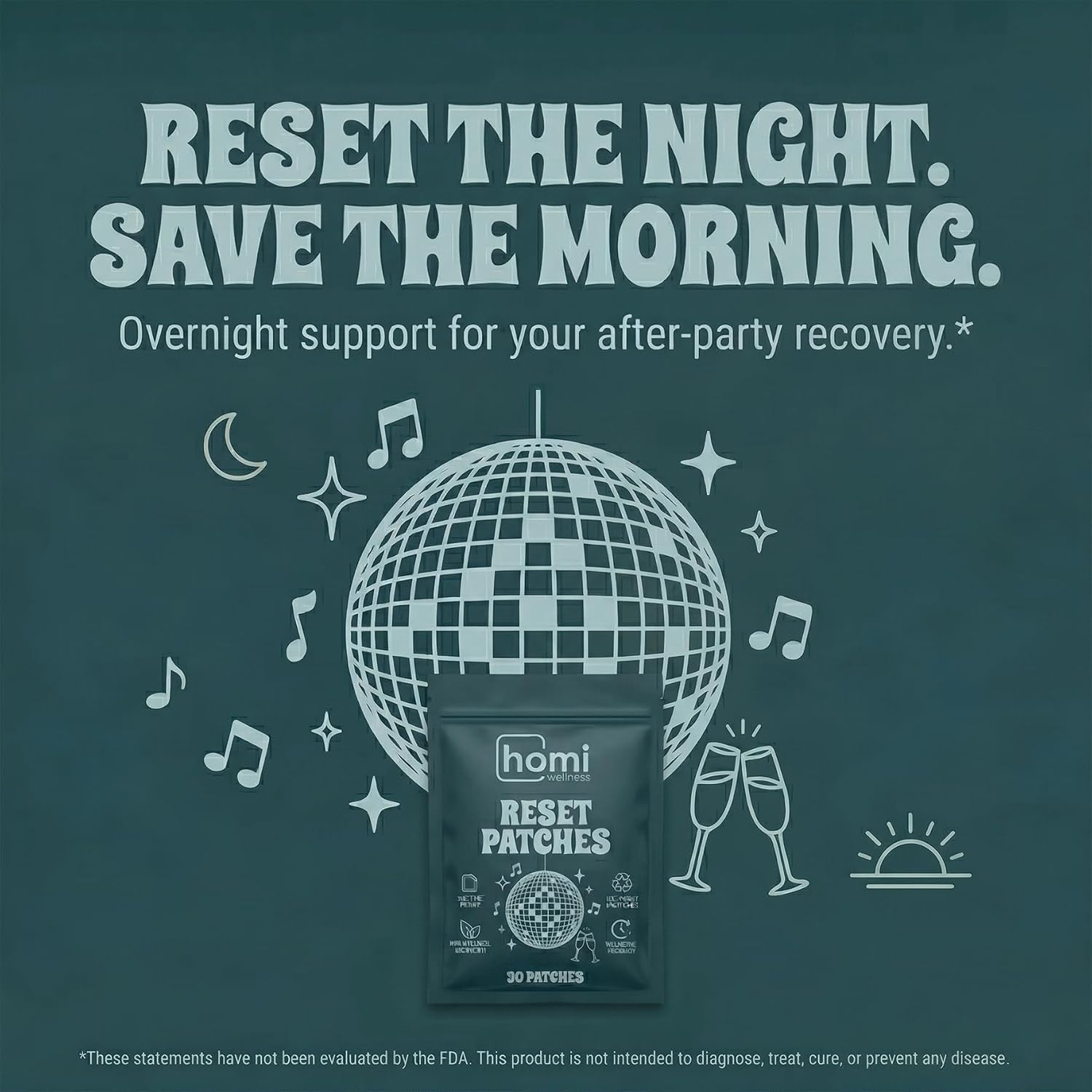 Reset Patches | After Party Recovery Support | DHM 500mg Transdermal Patch | 12-Hour Time-Release | Magnesium + Botanical Blend | 60 Patches - görsel 2