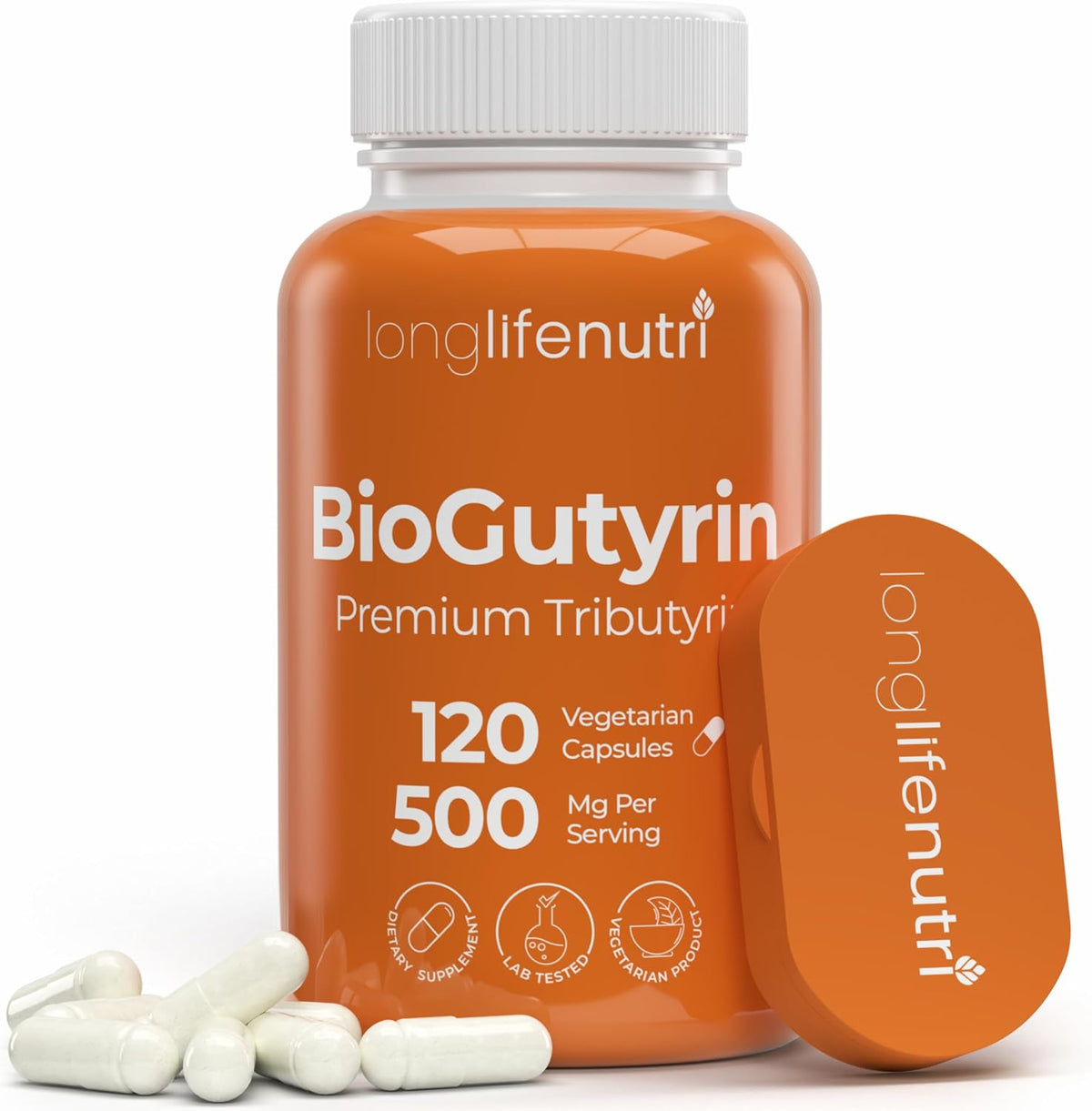 BioGutyrin – Tributyrin 500mg, Postbiotic Supplement for Gut Function & Nutrient Absorption, 120 Vegetarian Capsules – Image 1