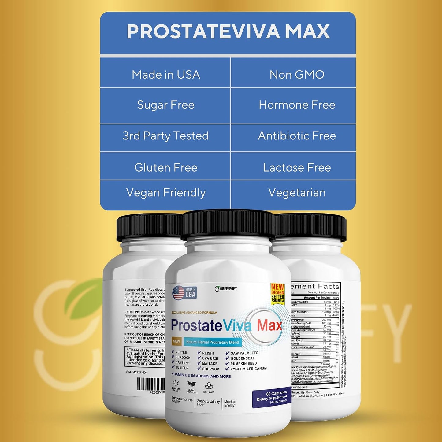 GREENVIFY ProstateViva Max - Maximum Strength Prostate Support (300 Capsules) - görsel 3