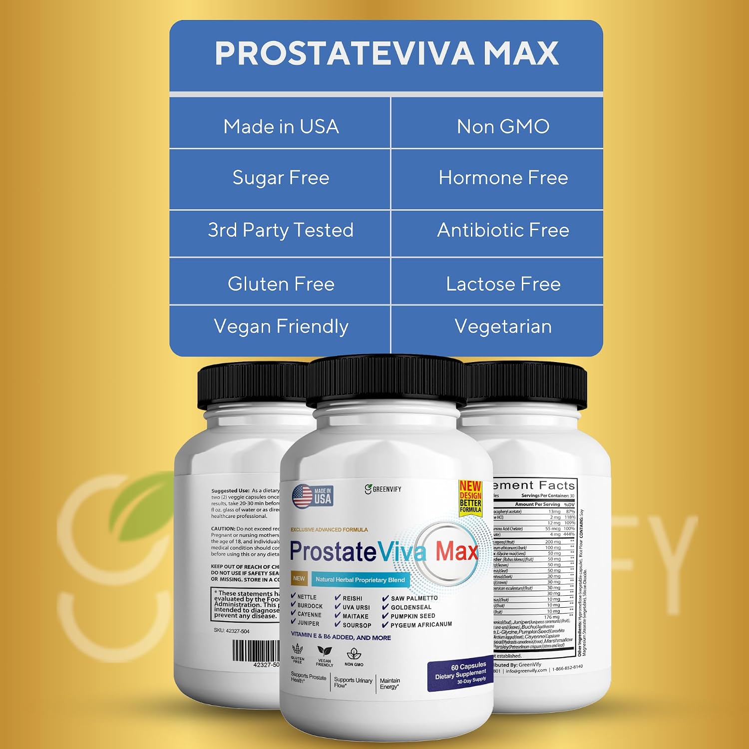 GREENVIFY ProstateViva Max - Maximum Strength Prostate Support (300 Capsules) - görsel 3