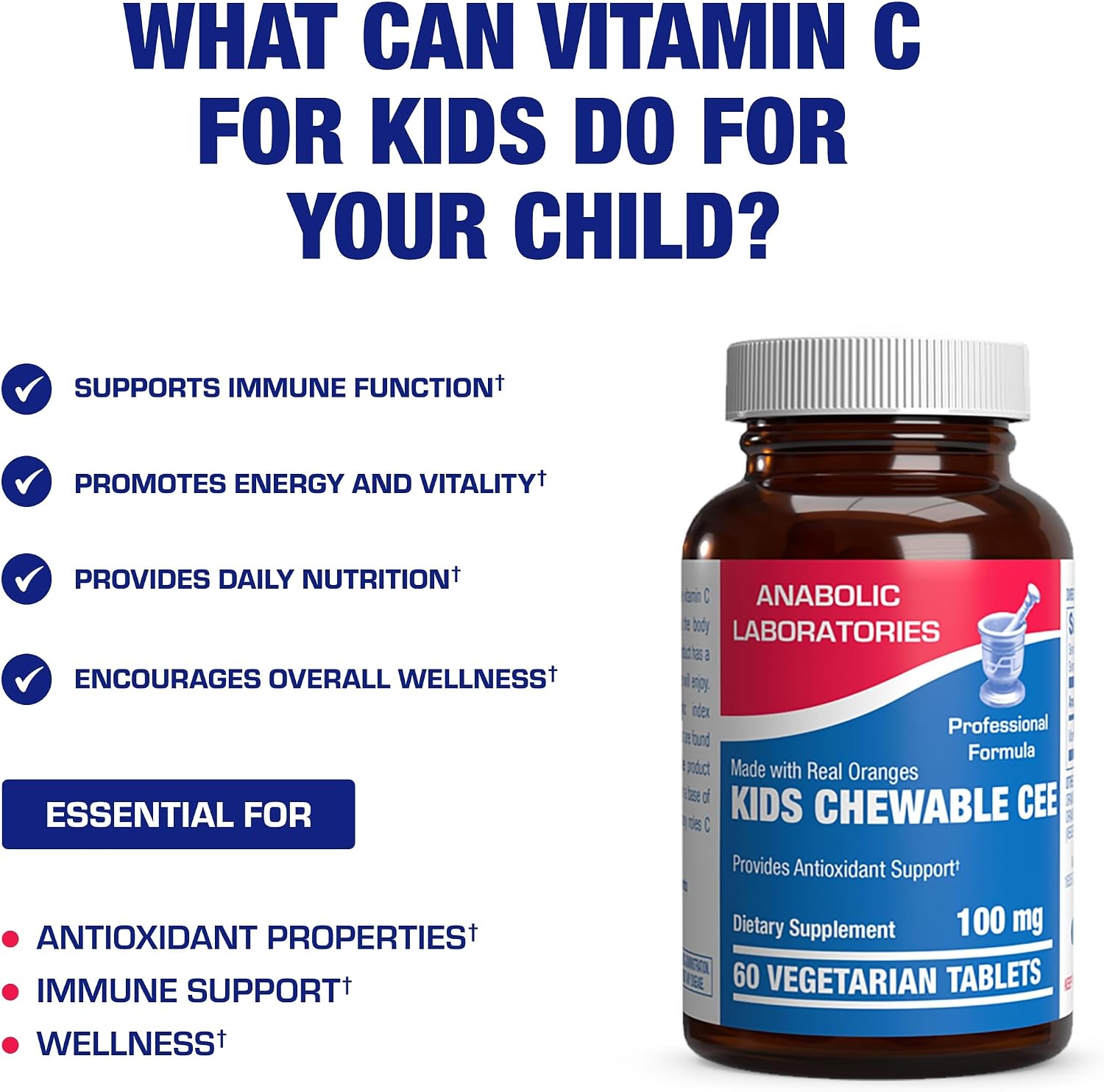 Kids Vitamin C Chewable Tablets - Delicious & Nutritious Chewable Vitamin C for Kids Immune Support and Overall Wellbeing - Made with Real Oranges and No Artificial Flavours or Colors - 60 Servings - görsel 5