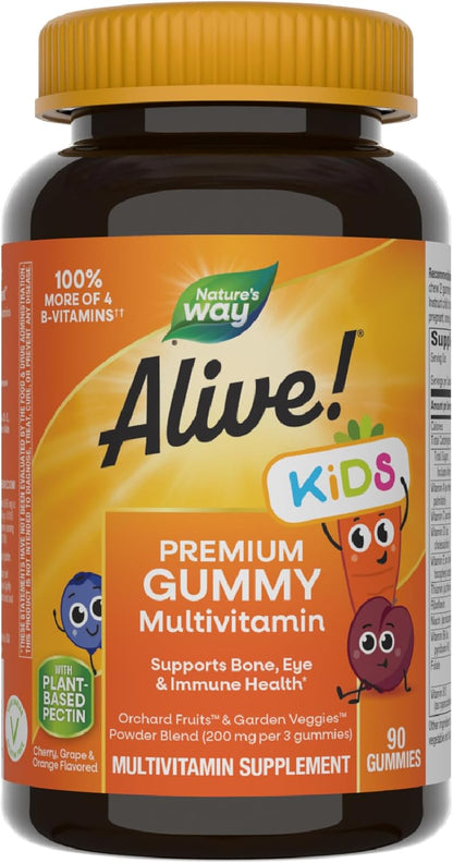 Nature's Way Alive! Children's Premium Gummy Multivitamin, Gluten free, Made with Pectin, 90 Gummies