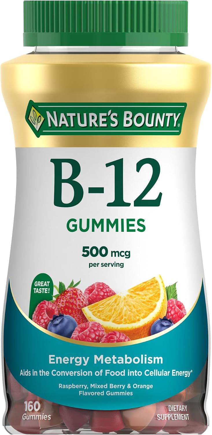 Nature's Bounty Vitamin B12 Gummies, Dietary – Energy Metabolism : B12 helps turn your food into fuel, so you feel – Image 1