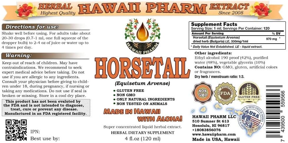 Hawaii Pharm Horsetail (Equisetum arvense) Liquid Extract 4x120mL - görsel 2