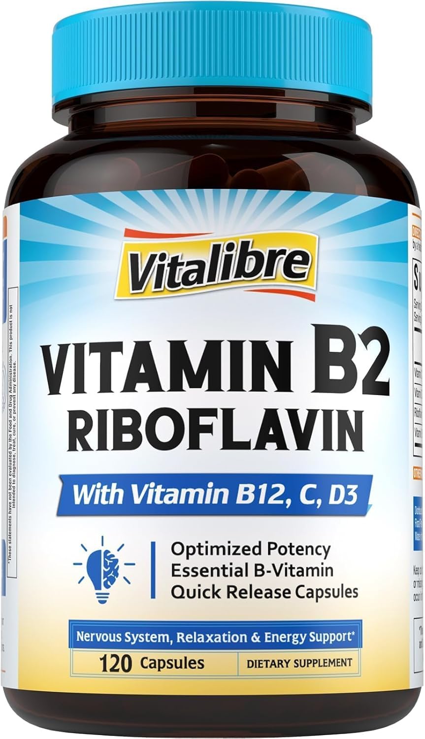 Vitamin B2 400 mg with B12, D3 & Vitamin C – Vitalibre – Image 1