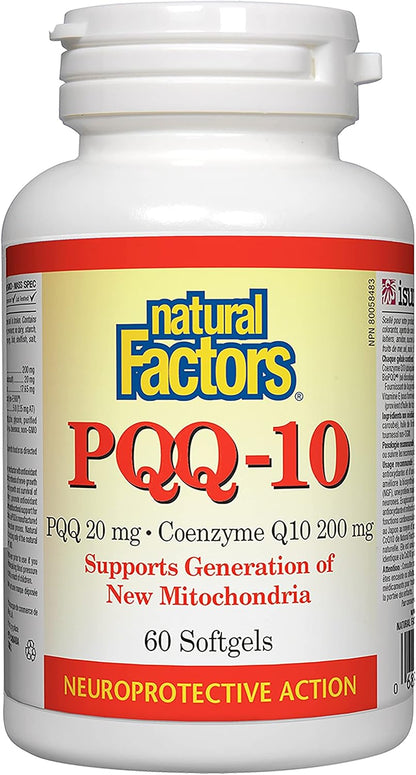 Natural Factors, PQQ-10, Supports Energy and Healthy Ageing, Dietary Supplement, 60 softgels (60 servings)
