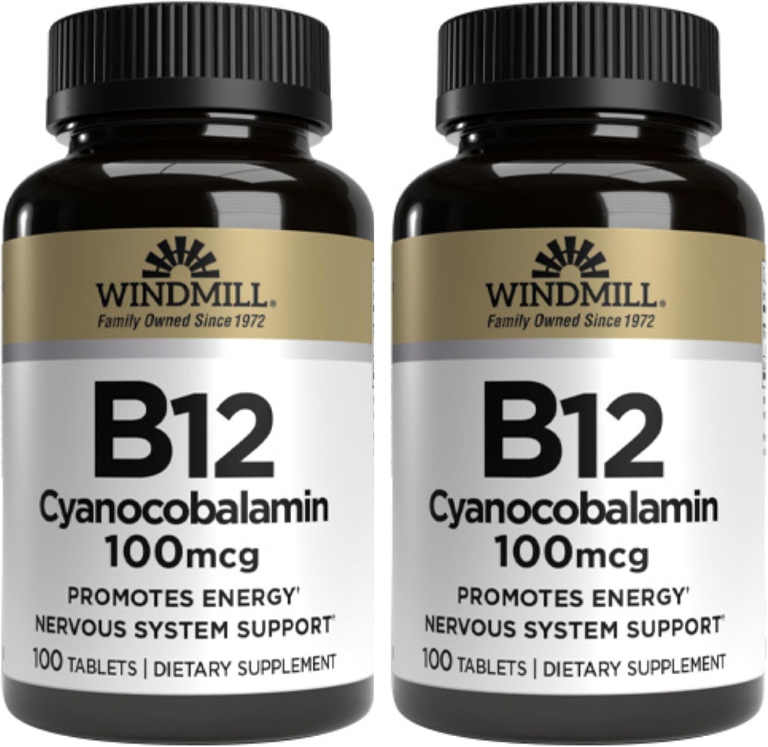 Windmill Vitamin B-12 100 mcg Tablets, 100 Count (Pack of 2) - görsel 1