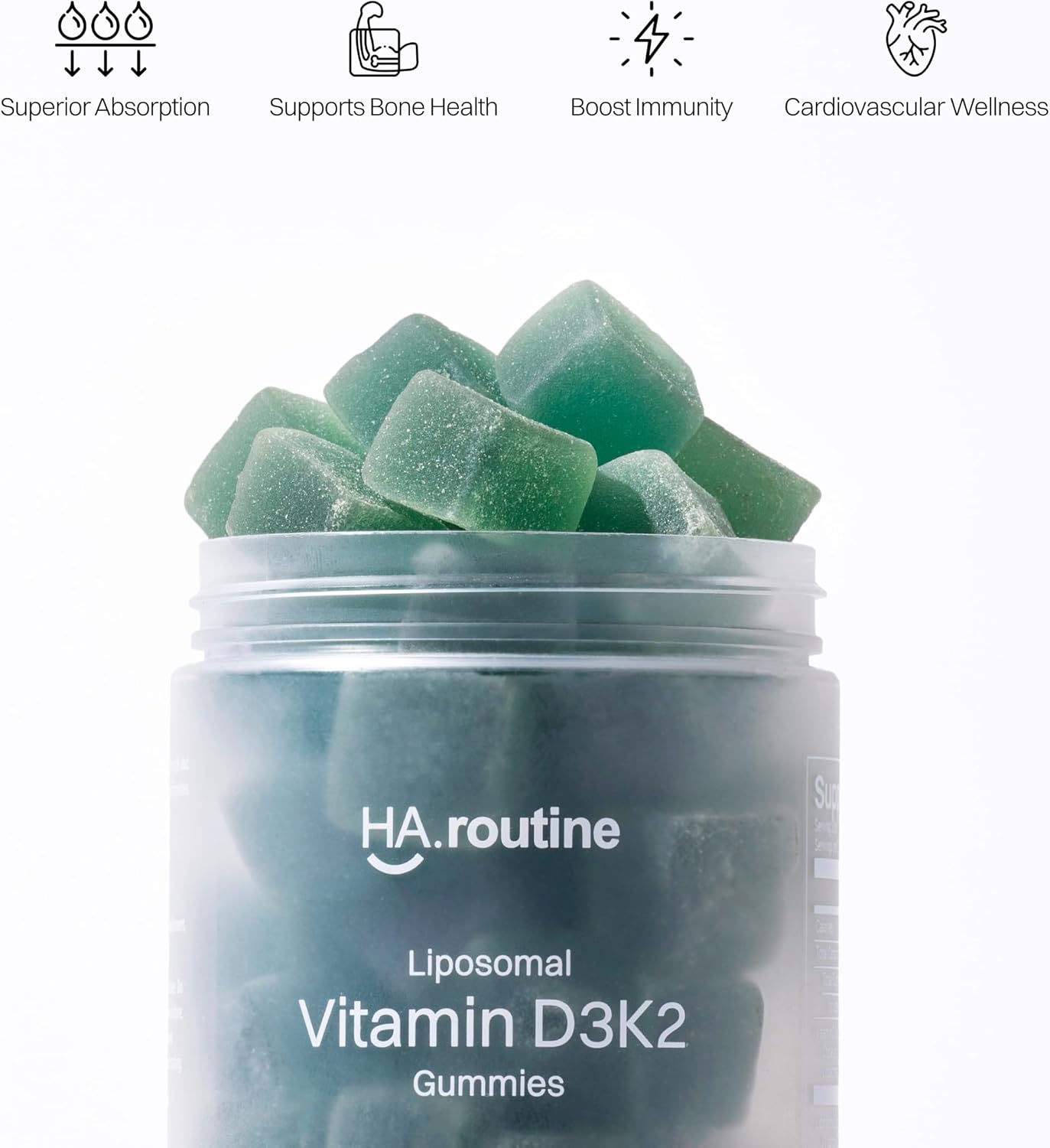 Haroutine Liposomal Vitamin D3 + K2 Gummies (Mixed Berry, 5000 IU D3 & 100 mcg K2 MK-7) - görsel 2