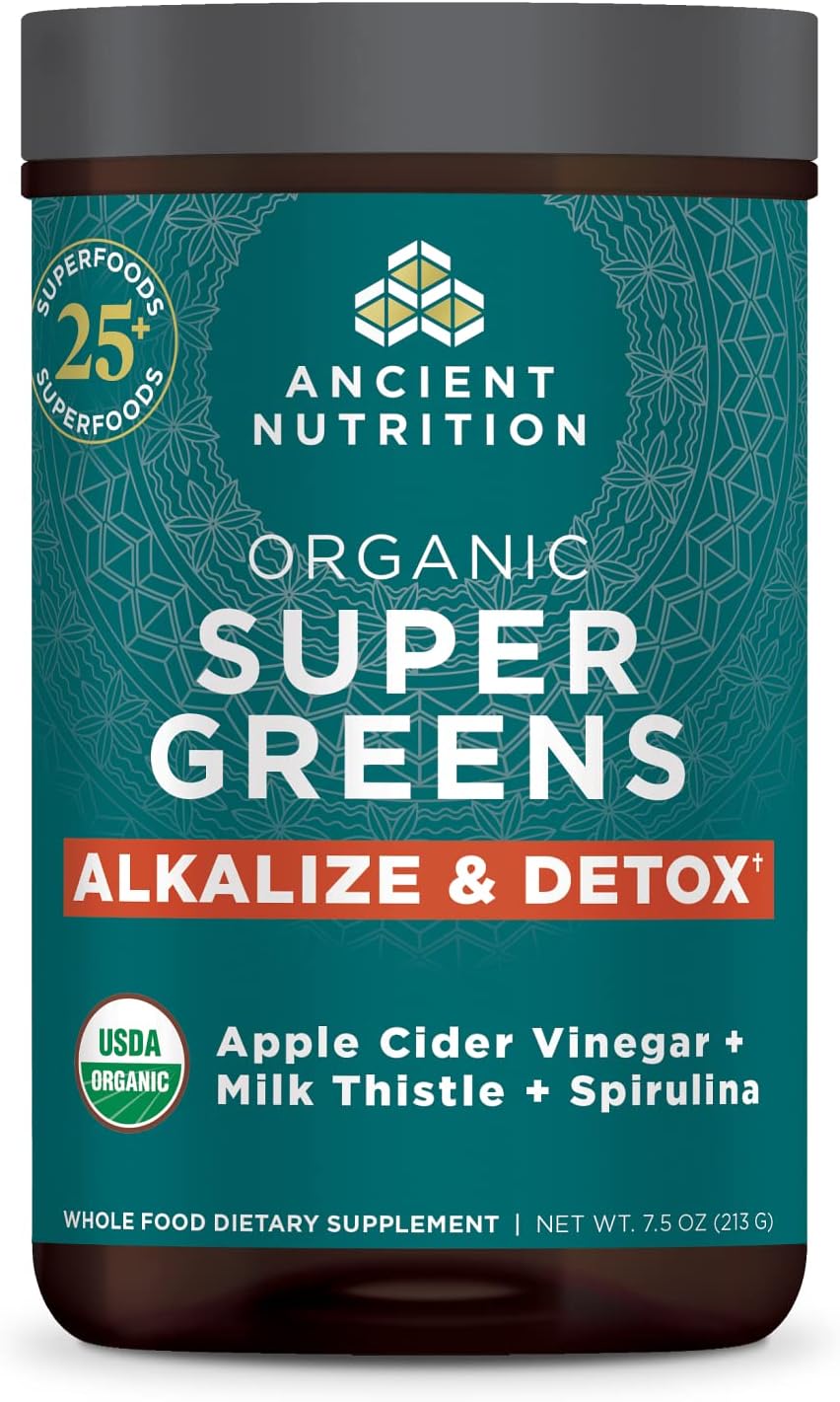 Ancient Nutrition SuperGreens Powder with Probiotics - Organic Peppermint Flavour - 25 Servings - görsel 8