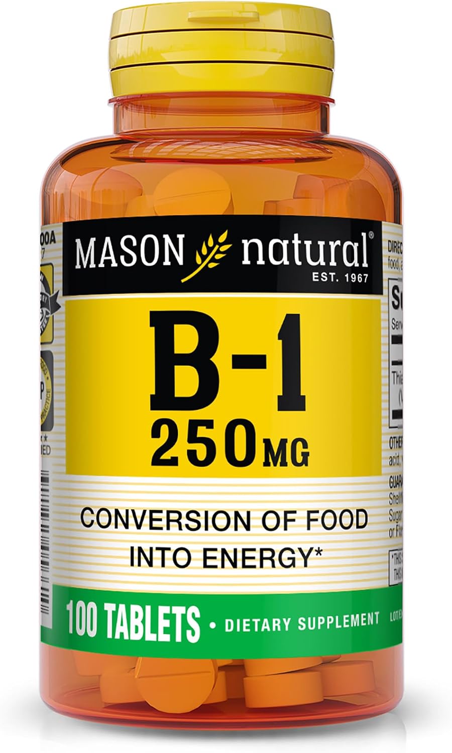 MASON NATURAL Vitamin B1 (Thiamine) 250 mg, 100 Tablets - görsel 1