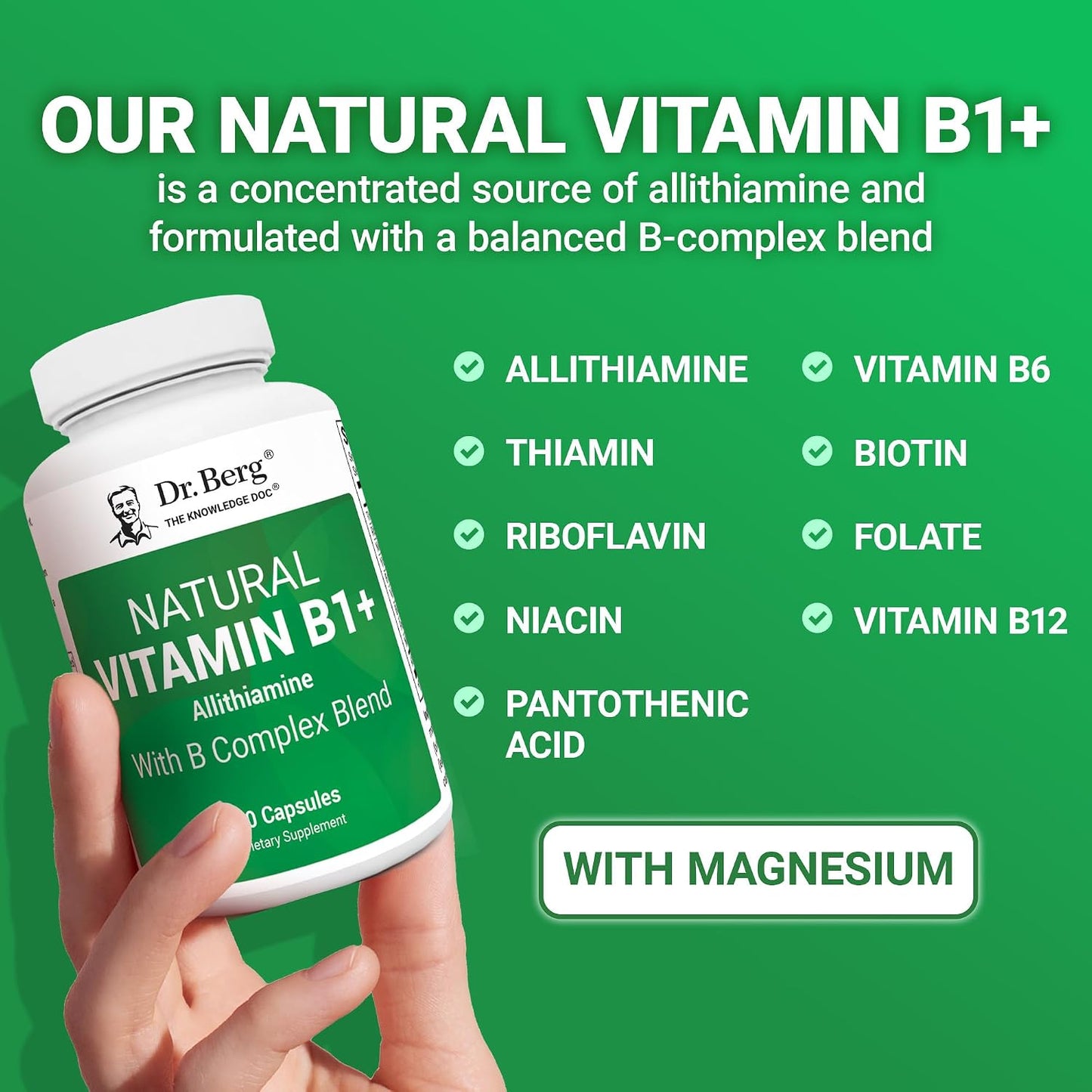 Dr. Berg Natural Vitamin B1, B6, B12 Complex with Allithiamine and Magnesium – 60 Capsules - görsel 6