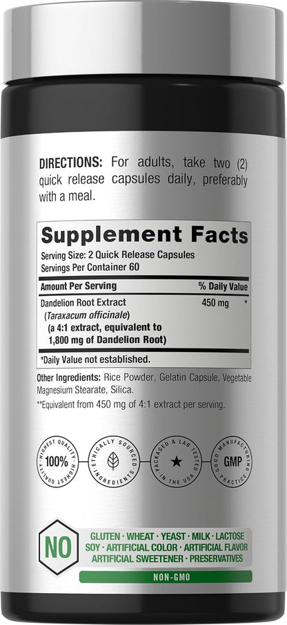 Horbäach Dandelion Root Supplement | 120 Capsules | Non-GM, Gluten Free – Image 2