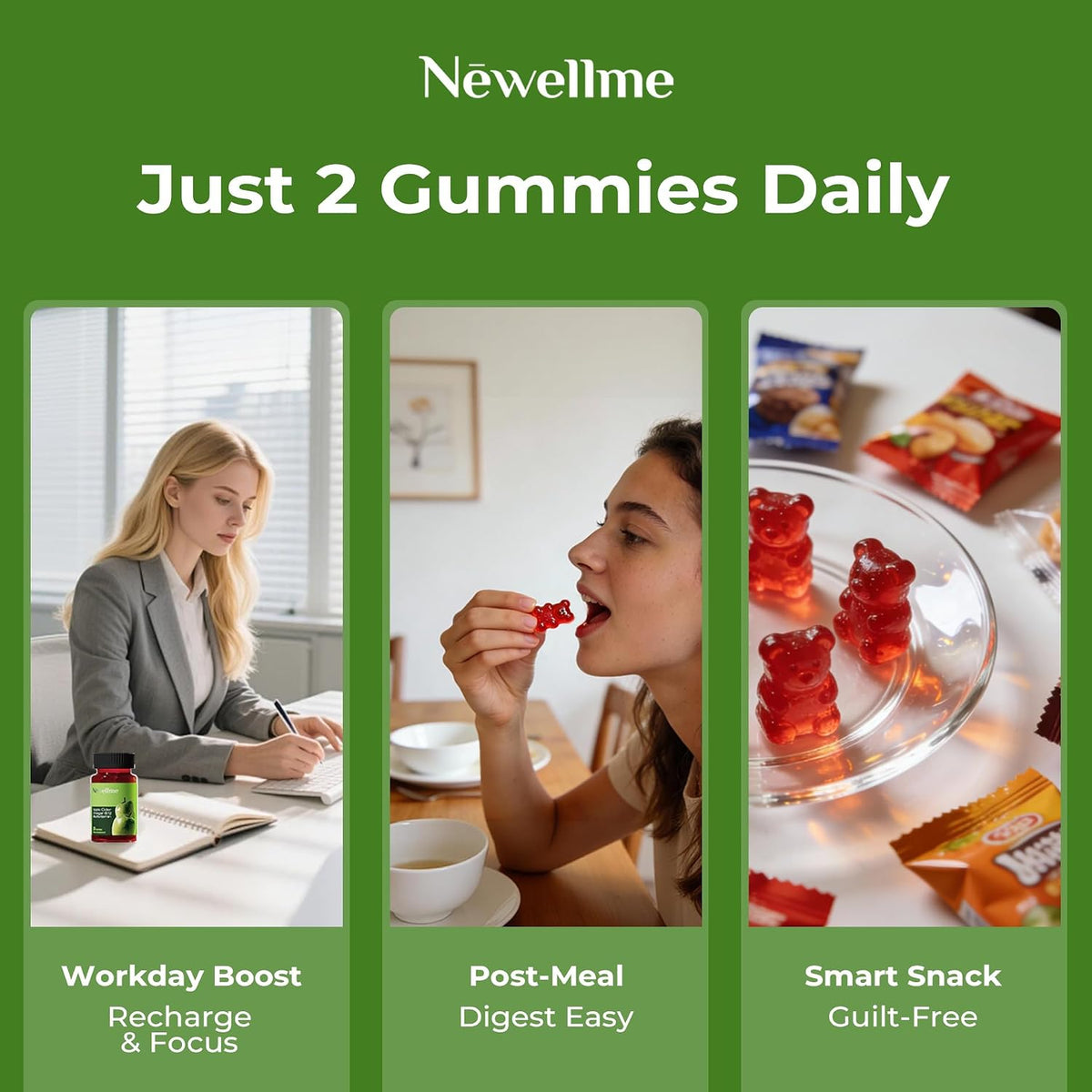 NEWELLME ACV Gummies with the Mother & B12 – – Made with real apple cider vinegar containing the mother – Image 8