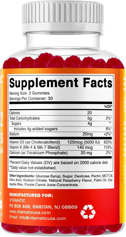 Vitamatic Vitamin D3 & K2 Gummies (2-Pack) – Bone, Heart & Immune Support