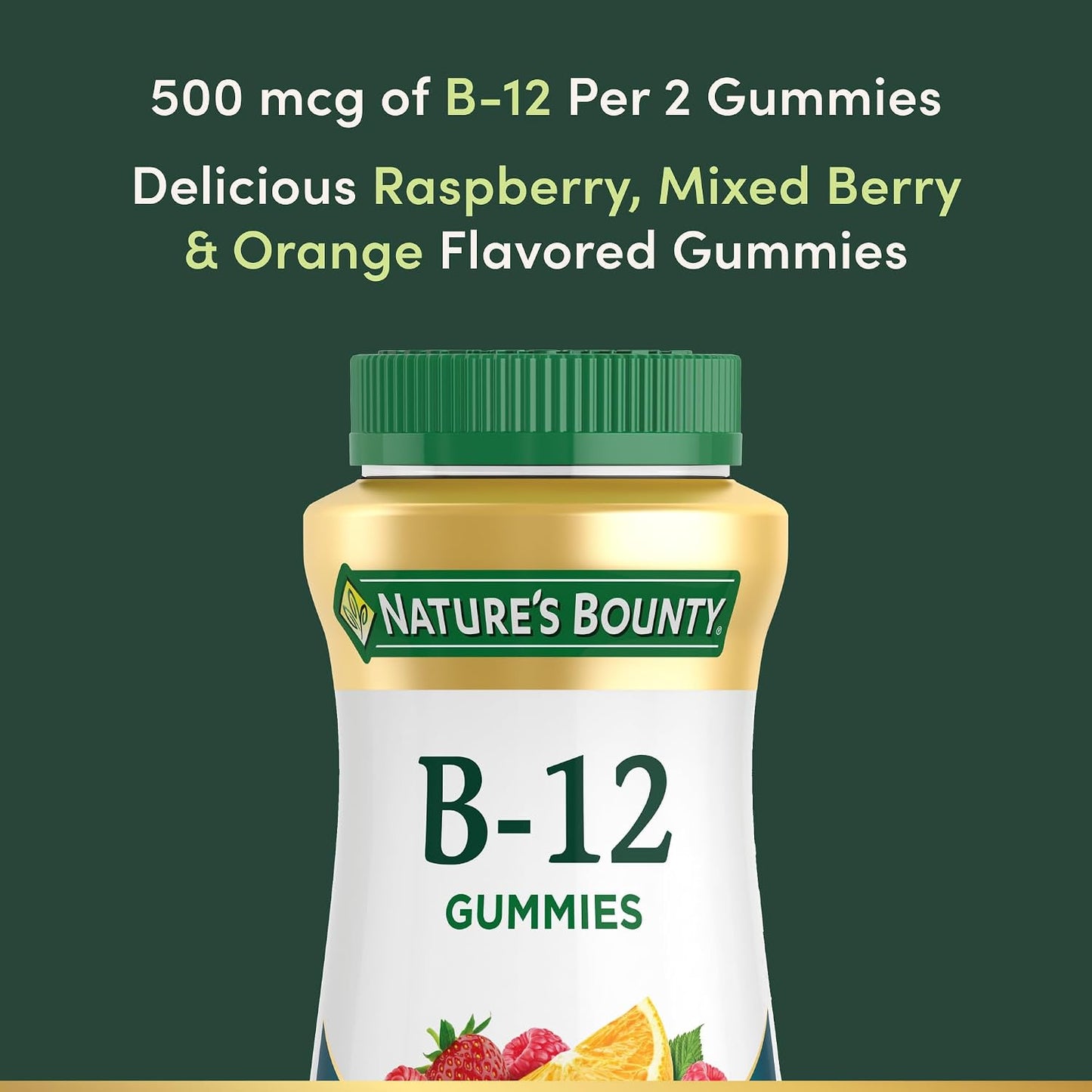 Nature's Bounty Vitamin B12 Gummies, Mixed Berry, 500mcg - 90 Count - görsel 3