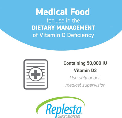 Replesta 50,000 IU Vitamin D3 Cholecalciferol, for Vitamin D Deficiency, Once-Weekly Chewable Wafer, Non-GM, Natural Orange Flavour, 4 Pack (Pack of 2)