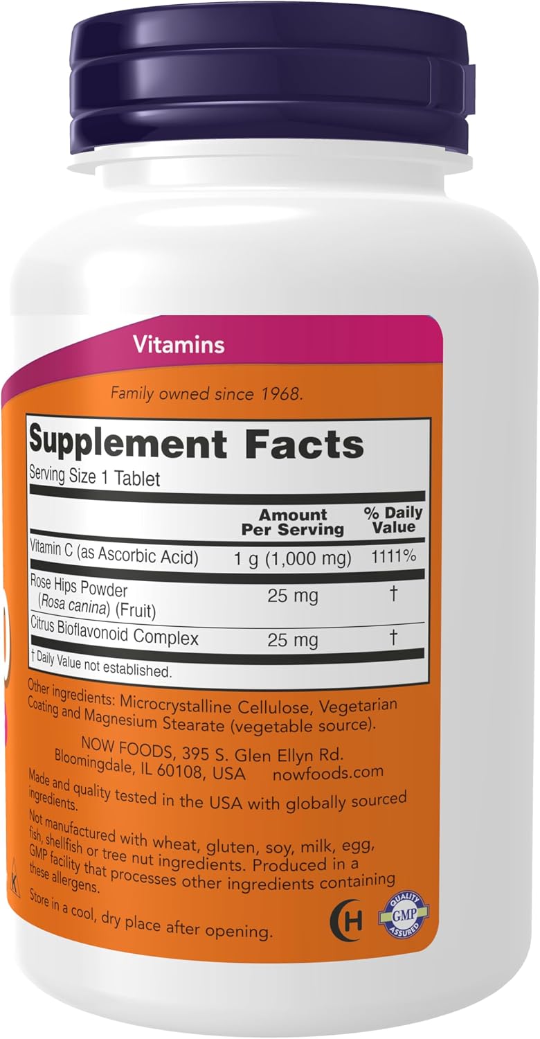 NOW Foods Vitamin C-1000 with Rose Hips & Bioflavonoids, 100 Tablets - görsel 2