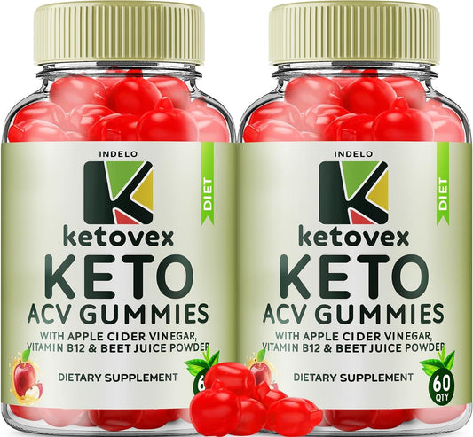 (2 Pack) Ketovex Keto BHB Gummies - Advanced Formula with ACV, B12, Beet Juice & Pomegranate - 120 Gummies for Ketosis Support