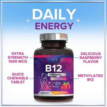 Vitamin B12 1000mcg Chewable Tablets - – Supports energy metabolism: B12 helps turn carbs into fuel. Many notice a – Image 6