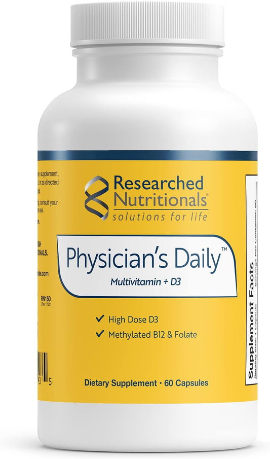 Researched Nutritionals Physician's Daily + – Heart and Cardiovascular Support: Methylated folate and active B6 – Image 1