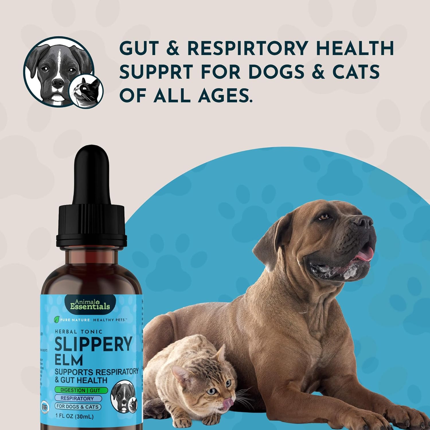 Animal Essentials Organic Slippery Elm Bark Liquid Extract for Dogs and Cats - Digestive & Throat Support - 2 fl oz - görsel 7