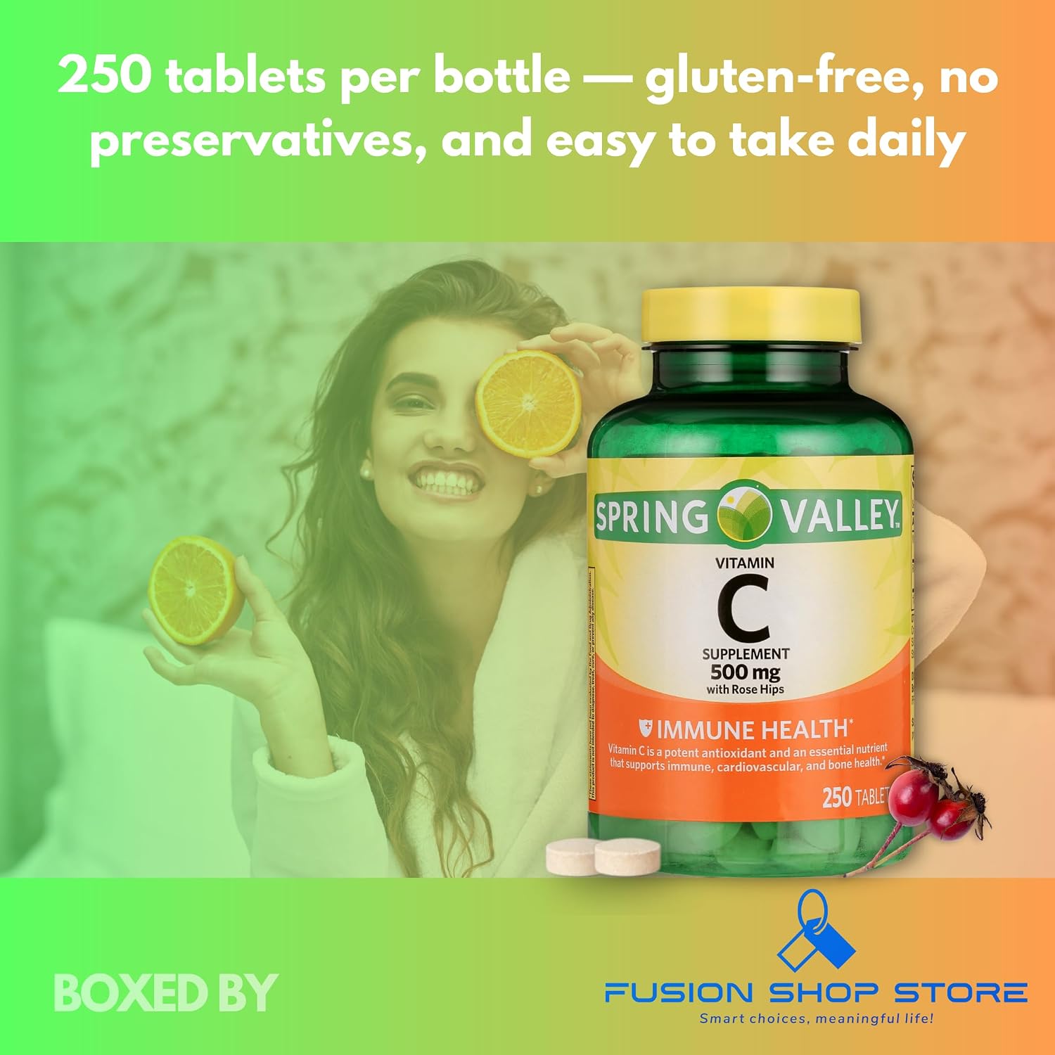 Vitamin C 500mg with Rose Hips, 250 Tablets - görsel 4