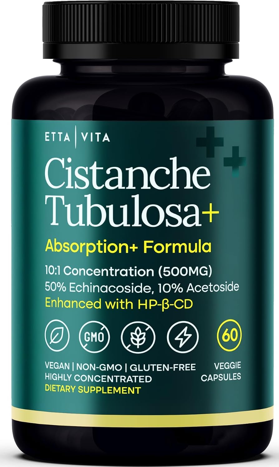 Potent Cistanche Tubulosa Capsules (500mg) – Standardised to 50% Echinacoside & 10% Acetoside – Supports Stress Response, Mood & Hormonal Balance for Men and Women's - görsel 1
