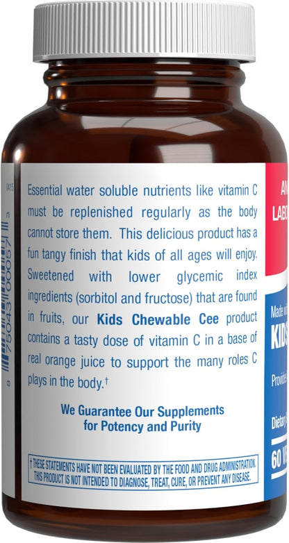Kids Vitamin C Chewable Tablets - Delicious & Nutritious Chewable Vitamin C for Kids Immune Support and Overall Wellbeing - Made with Real Oranges and No Artificial Flavours or Colors - 60 Servings