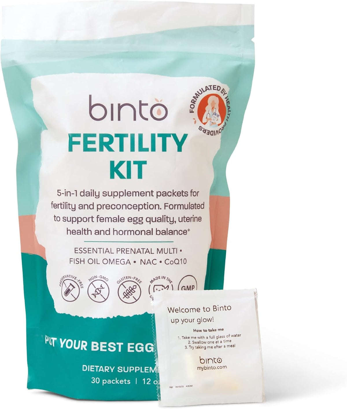 Binto Women's’s Fertility Kit – Supports Egg – CoQ10: An antioxidant that supports cellular energy production, – Image 1