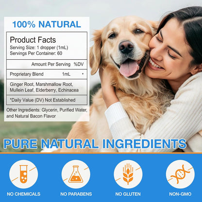 Kennel Cough Drops for Dogs – Natural Herbal Supplement for All Breeds & Sizes