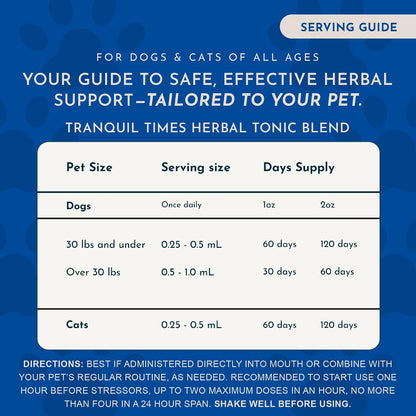 Tranquillity Blend - Organic Valerian Root Calming Drops for Dogs and Cats