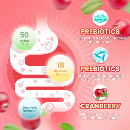 VivoNu Women's's Probiotic Gummies - Feminine Balance Support with Cranberry, 60 Count – Image 3