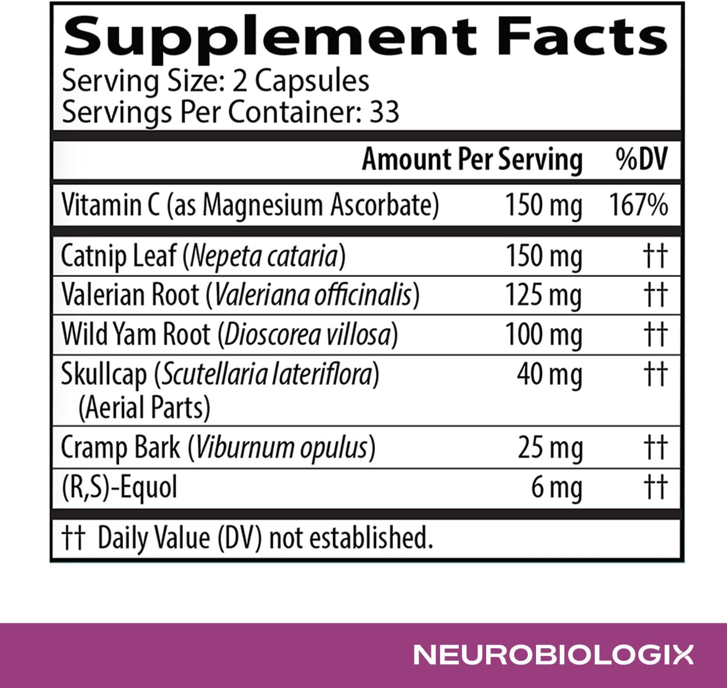 Neurobiologix Daily Tension Release – Herbal Supplement with Valerian Root, Skullcap, Catnip & Vitamin C – Non-Drowsy Natural Calming Formula – 120 Capsules - görsel 4