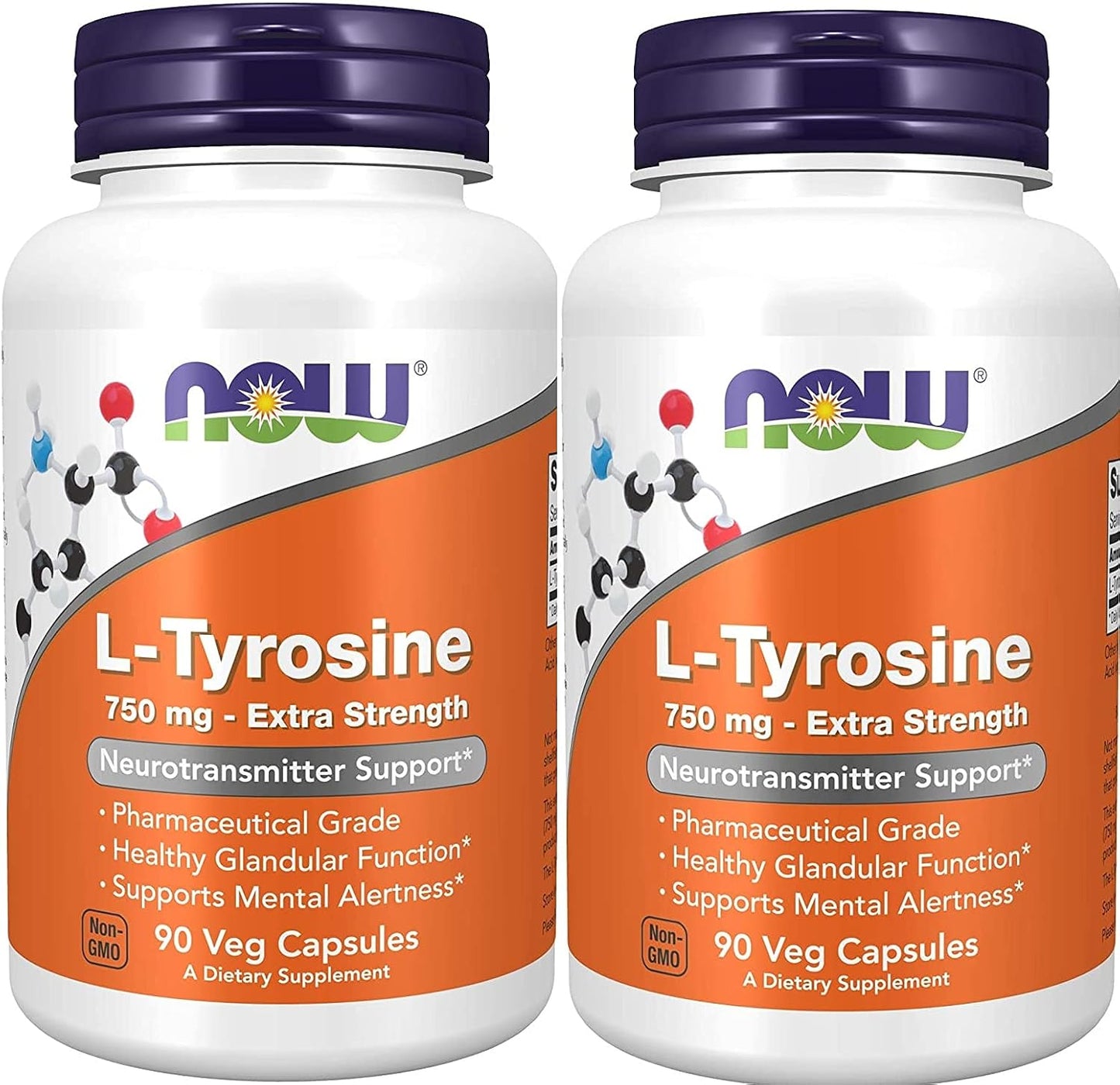 NOW Foods L-Tyrosine 750 mg, 180 Capsules (2-Pack) - görsel 1