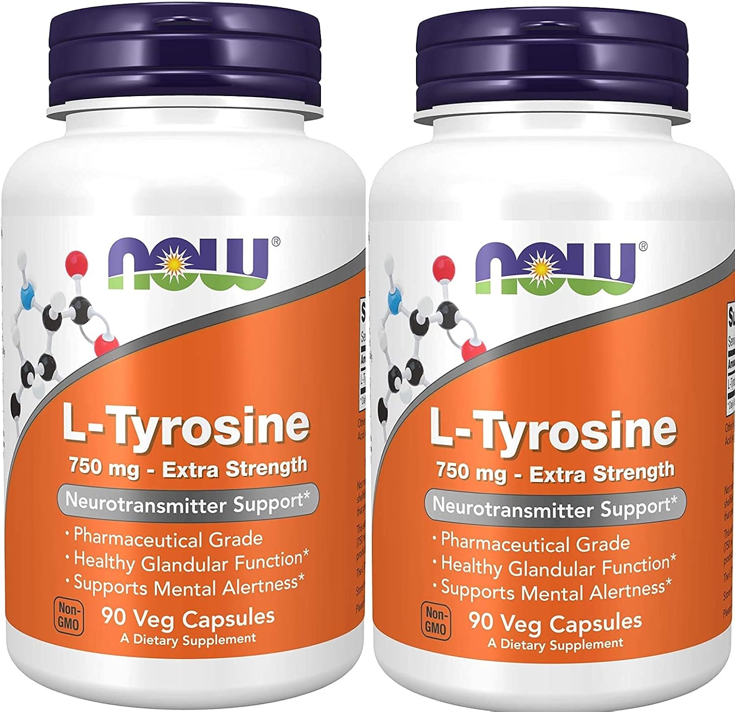 NOW Foods L-Tyrosine 750 mg, 180 Capsules (2-Pack) - görsel 1