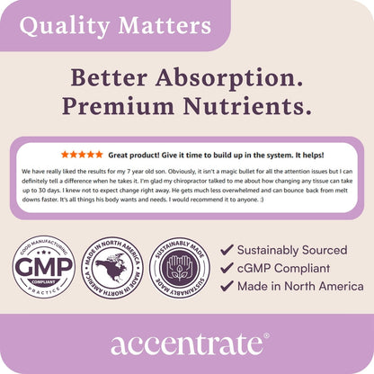 Accentrate Brain Supplement for Natural Focussed and Attention – Active B Vitamin and Omega-3 Combo